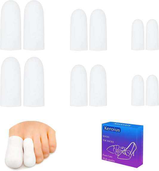 6 Pairs Silicone Toe Caps Hammer Toes Covers Flexible Stop Toe Pain Toe Guards Soft Toe Protectors for Women Men Toe Sleeves for Corns Blisters Calluses