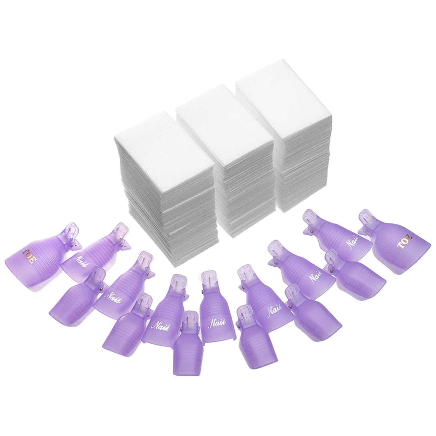 INFILILA Nail Polish Remover Clip Set 20pcs Nail Clip Caps Nail Soak Off Clips For Finger And Toe 1000pcs Lintfree Nail Polish Remover Wipes For UV Gel Acrylic Nail Polish Removal