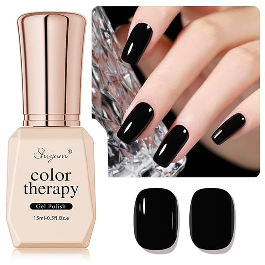 Black Gel Nail Polish 1Pcs 15ML Nail Polish Soak Off UV LED Nail Gel Polish Nail Art Starter Manicure Salon DIY at Home, 0.51 OZ