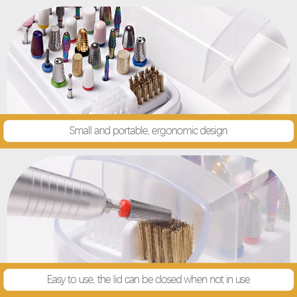 Round Nail Drill Bits Holder with Nail Drill Bits Brush, 3 Nail Drill Bits Stand Displayer Organizer (Not Include Nail Drill Bits)