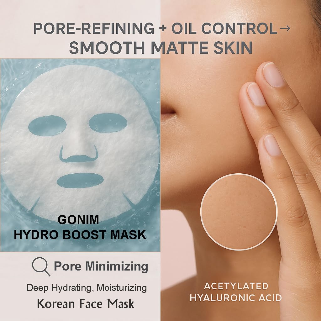 GONIM Face Mask Korean Skin Care with Hyaluronic Acid Serum, Vitamin C, Collagen Activation-Face Masks Skincare Hydration, Anti Aging & Moisturizing Sheet Mask for All Skin Korean Face Mask 30mlx15pcs
