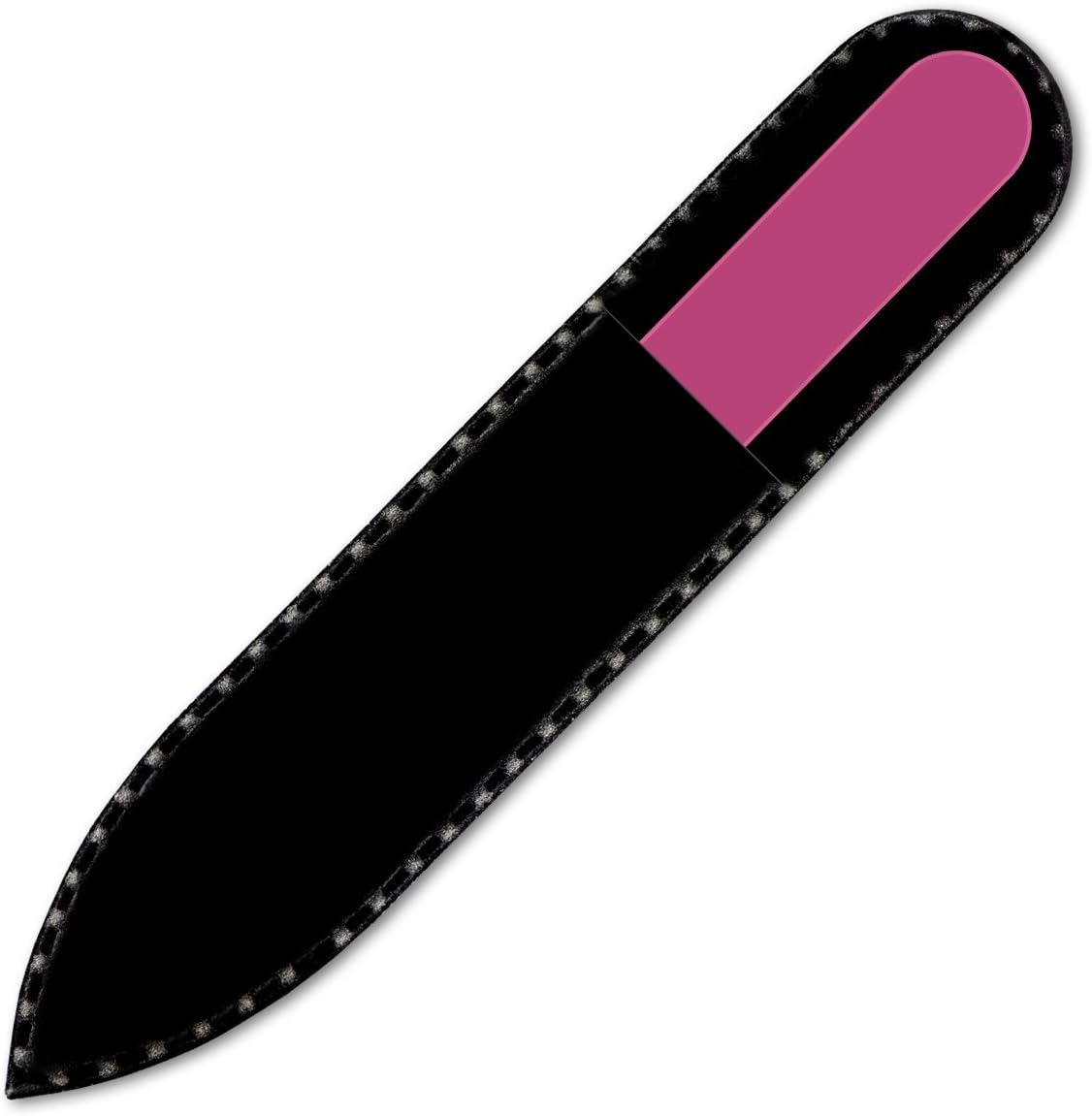 Color Crystal Nail File in Black Pouch - Small/Purse Size - Czech Tempered Glass - Handmade in Czech Republic
