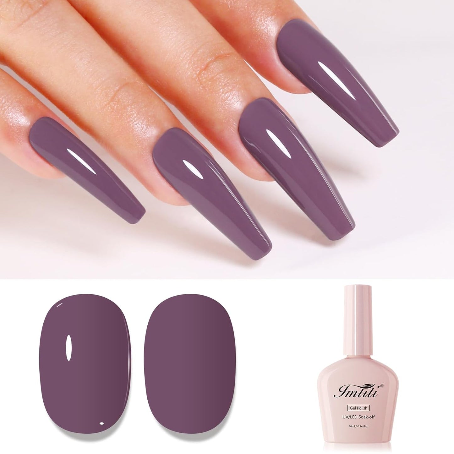 Imtiti Purple Gel Nail Polish - Rose Purple High Gloss Soak Off UV LED Nail Gel Autumn Winter DIY Design Kit 10ML