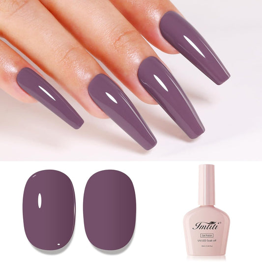 Imtiti Purple Gel Nail Polish - Rose Purple High Gloss Soak Off UV LED Nail Gel Autumn Winter DIY Design Kit 10ML