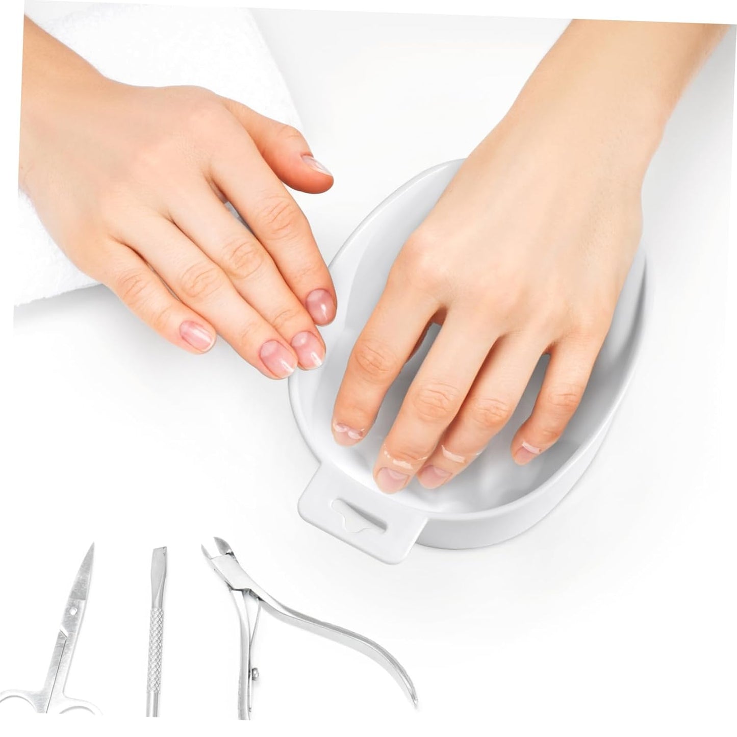 Mikinona Rectangular Soaking Bowl Nail Removal Tool White Nail Art Bowl Manicure Care