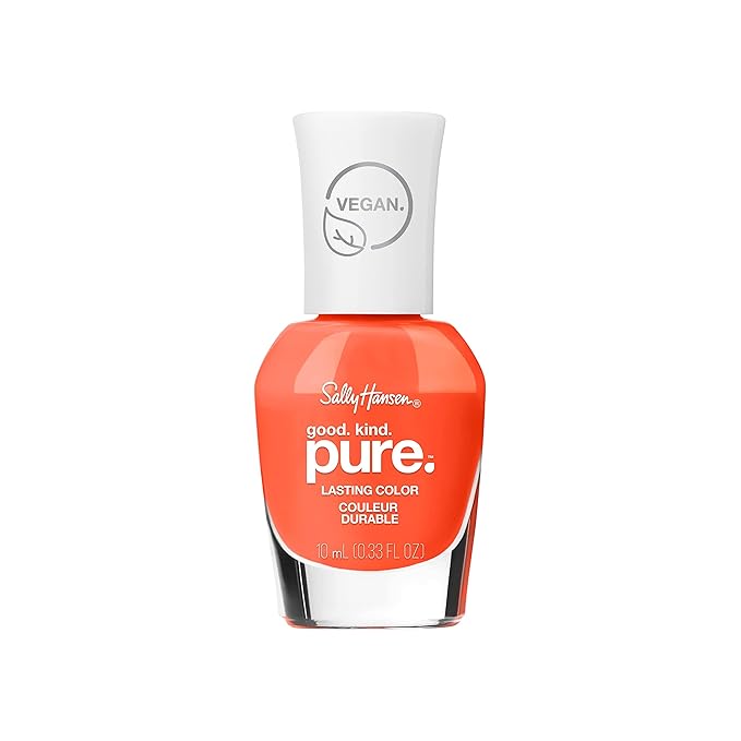 Sally Hansen Good. Kind. Pure. Nail Polish | Plant-Based, Vegan, 16-Free Formula | Opaque, Shiny | 286 Poppy'n Fresh | Bright Orange Nail Color