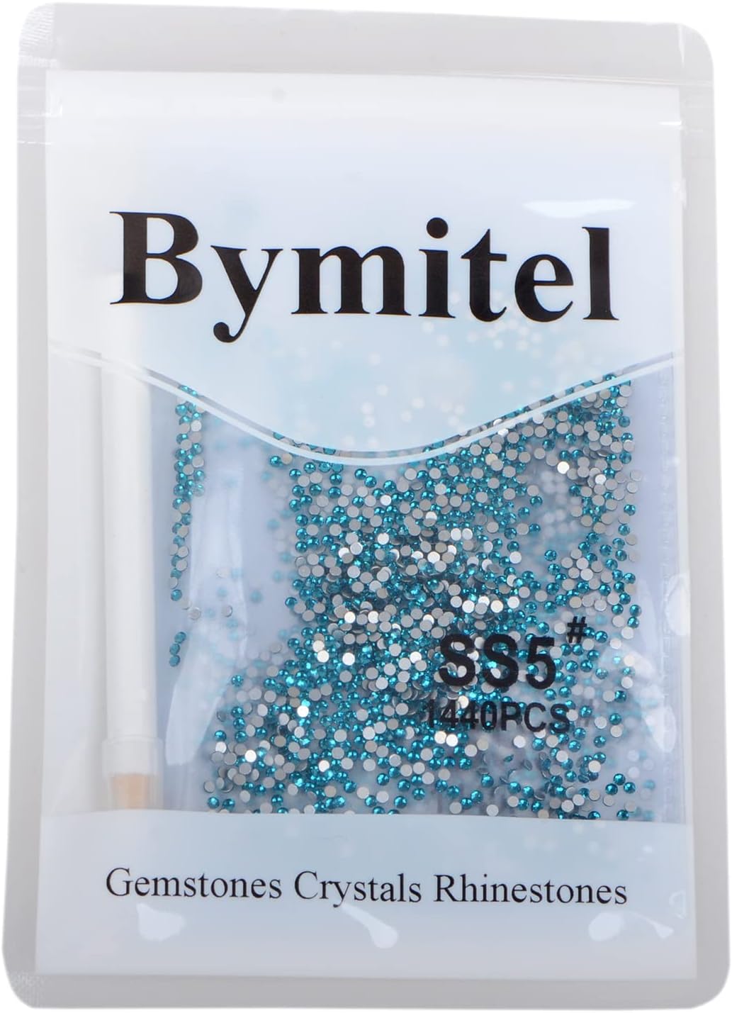2880PCS Art Nail Rhinestones Non Hotfix Glue Fix Round Crystals Glass Flatback for DIY Jewelry Making with one Picking Pen (ss5 2880pcs, Blue Zircon)