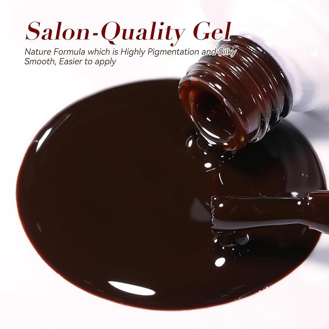 BORN PRETTY Jelly Gel Nail Polish Set,Christmas Brown Red Green Black Blue Purple Sheer Transparent Crystal Gel Nail Polish Kit Fall Winter Soak off Nail Polish for Manicure DIY Home Salon 7ML 6Colors