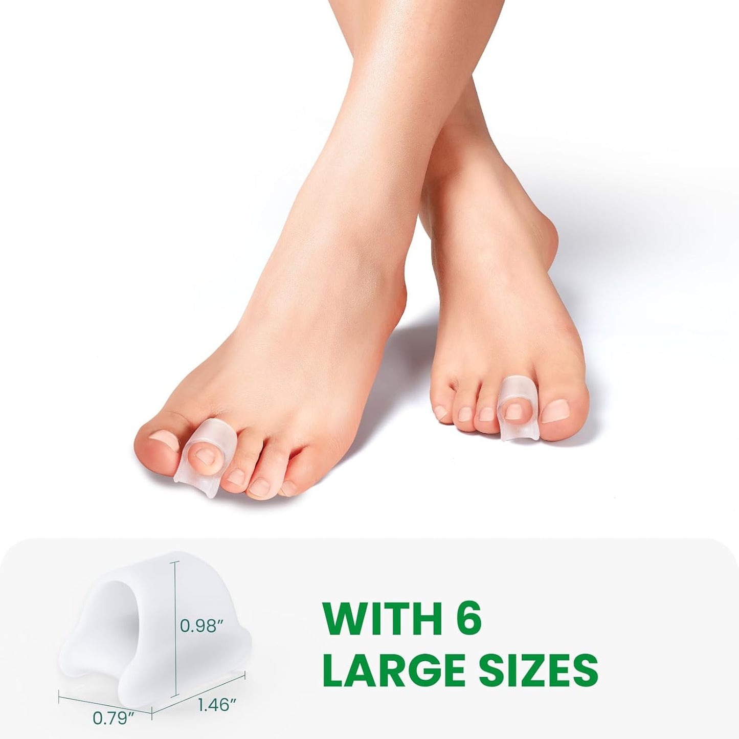 Bukihome Hammertoe Corrector - 6 Pack Toe Straightener to Curled Toes, Broken toe, Bunion Corrector for Women and Men, Large Size (Clear)