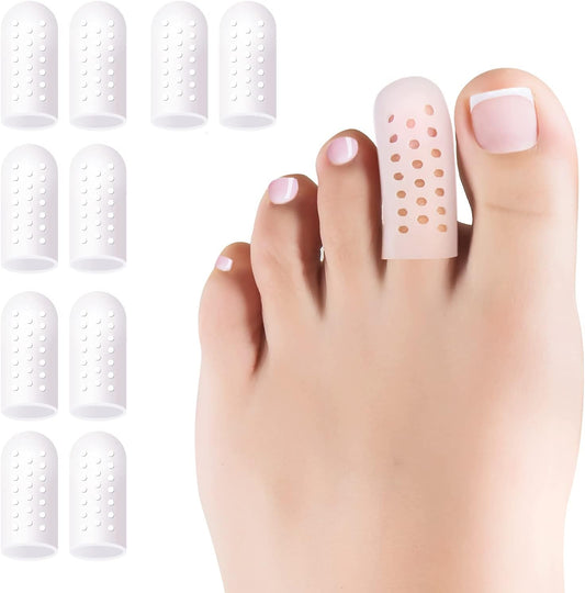 Toe Protectors Gel, 10 Pcs Breathable Toe Protector Cap Cover, Toe Guards for Protection of Ingrown Toenails, Corns, Calluses, Blisters, and More. Size Small