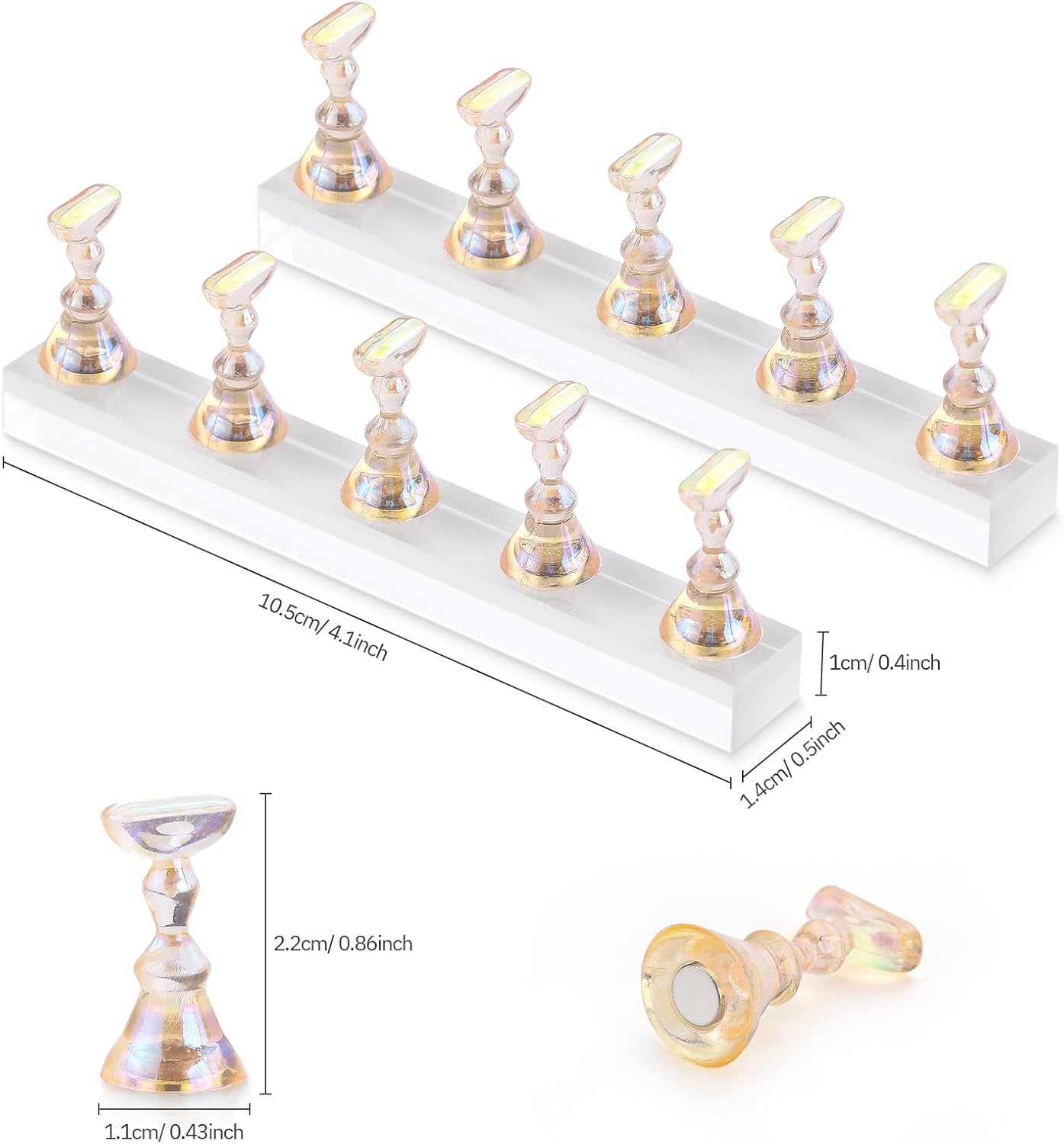 Etercycle Nail Stand for Press On Acrylic Nails Art Display Stand Nail Holder for Painting Magnetic Nails Stand with Double-sided Tape for Home DIY Salon Supplie (Yellow)