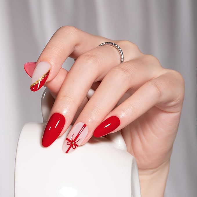 MAYCHAO Red Swirl Gel Liner Nail Art Polish, 8ml Classic Blood Red Gel Color Built-in Thin Brush, UV Light Cure for French Nail Tips DIY Manicure at Home Salon