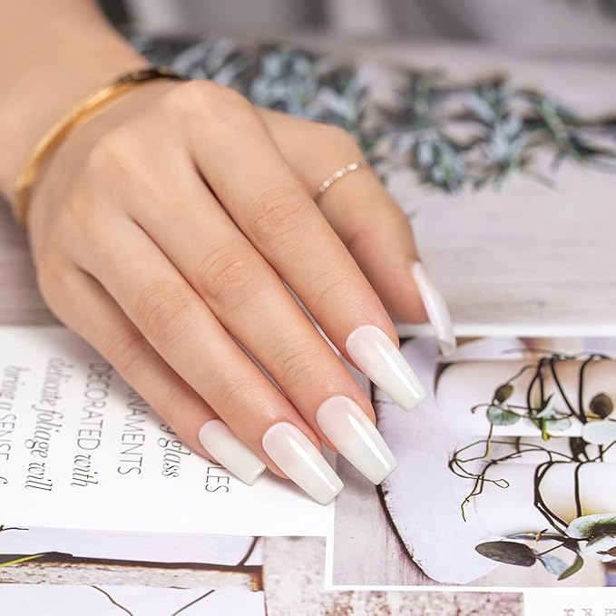 RARJSM Milky White Gel Nail Polish,Clear Jade White GelPolish 15ml,UV LED Soak Off Sheer Transparent Soft White Color Gel Nail Polish Summer French Manicure Varnish Curing Requires 1 Piece