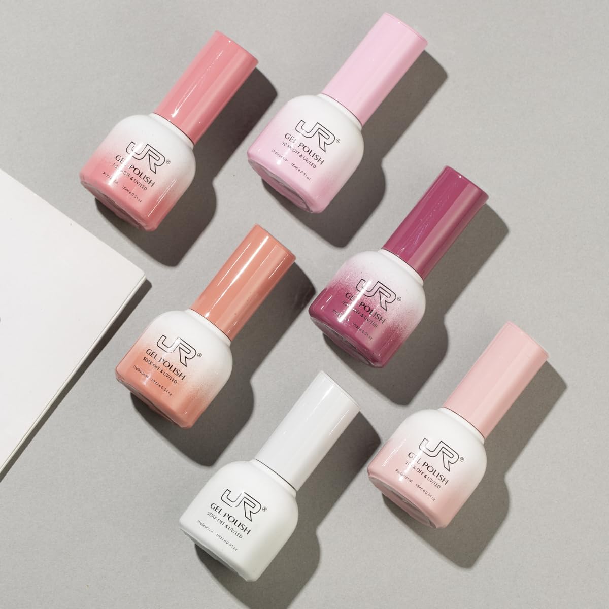 jr 6Pcs Gel Nail Polish 15ml Romantic Jelly Pink Soak off UV Nail Gel polish Manicure Kit Nail Art Salon for Women (137S, 15ml)