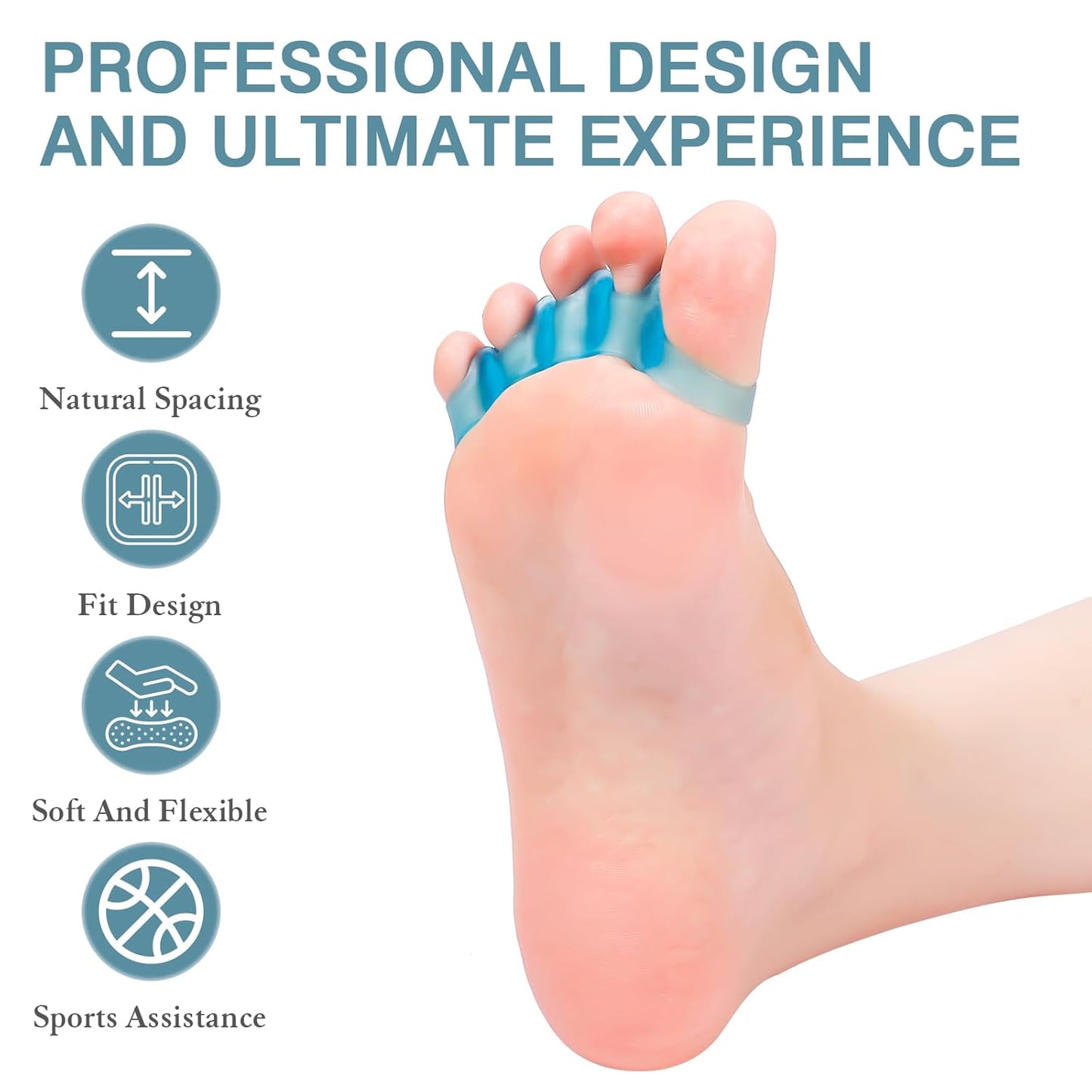 2PCS Toe Spacers for Women and Men, Toe Separators for Pedicure, Bunion Corrector, Hammer Toe Straightener, Plantar Fasciitis, Toe Spreaders for Foot Pain Relief and Foot Health.