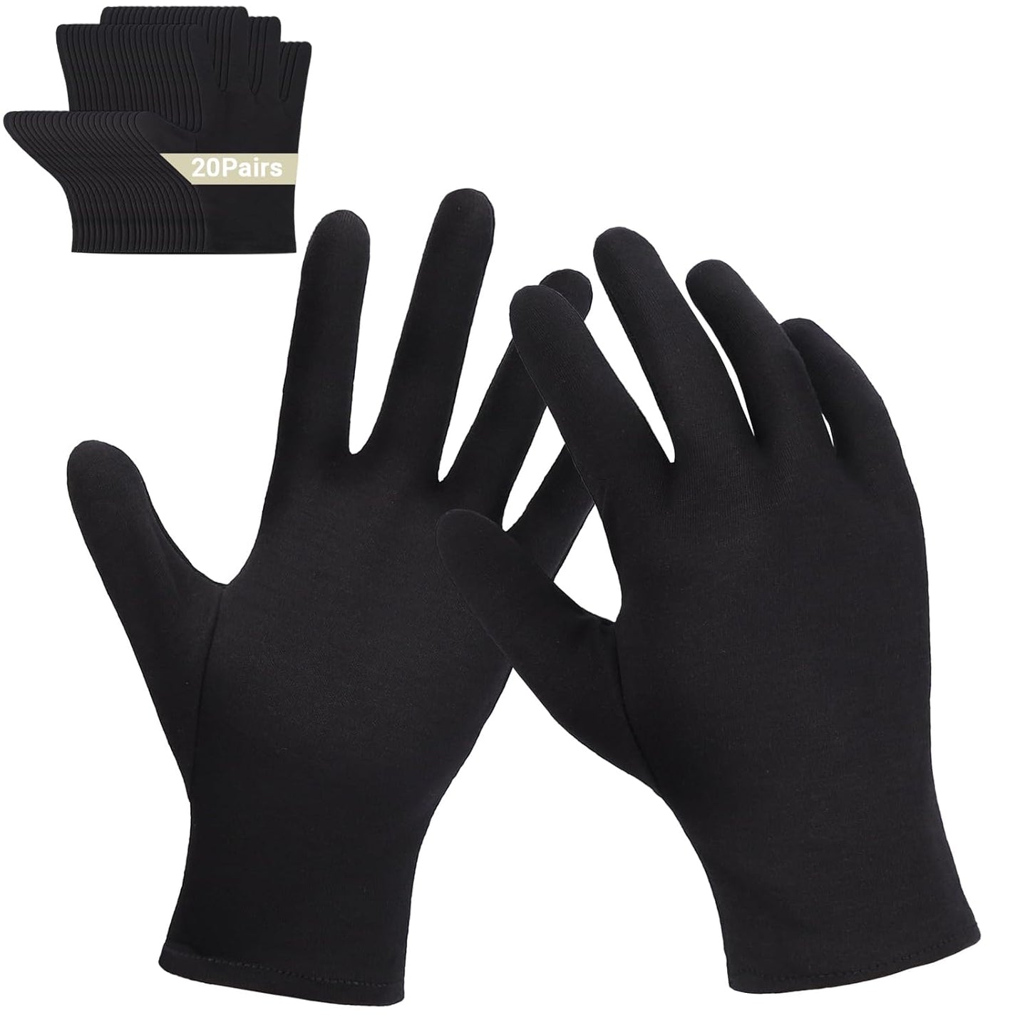20 Pairs Archival Photo Gloves, Black Work Gloves for Art Handling Working Photography Cloth Gloves Liners Bulk for Handling Jewelry, Film, Photo, Coin Collectors, Metal Inspection Men & Women