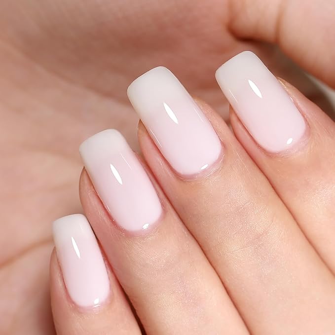 Milky White Gel Nail Polish, 15ml Natural Translucent Jelly Nude Color Soak Off UV Light Cure Gel Polish for Nail Art Salon DIY Manicure at Home