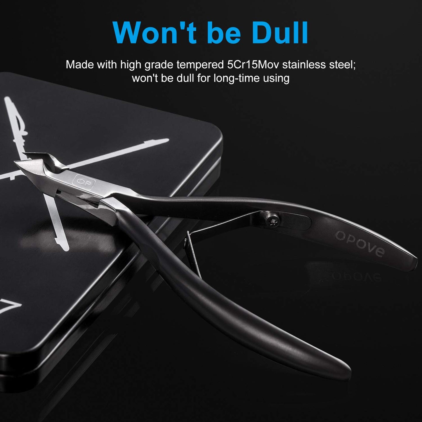 Cuticle Nippers Cuticle Trimmer Remover Clippers Stainless Steel Cutter Extremely Sharp Scissors Manicure Tool Nail Care, opove X7 Black