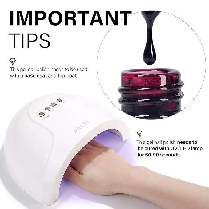 AILLSA Dark Red Gel Nail Polish, 15ml Soak Off UV LED Cure, Nail Gel for DIY Manicure at Home & Salon