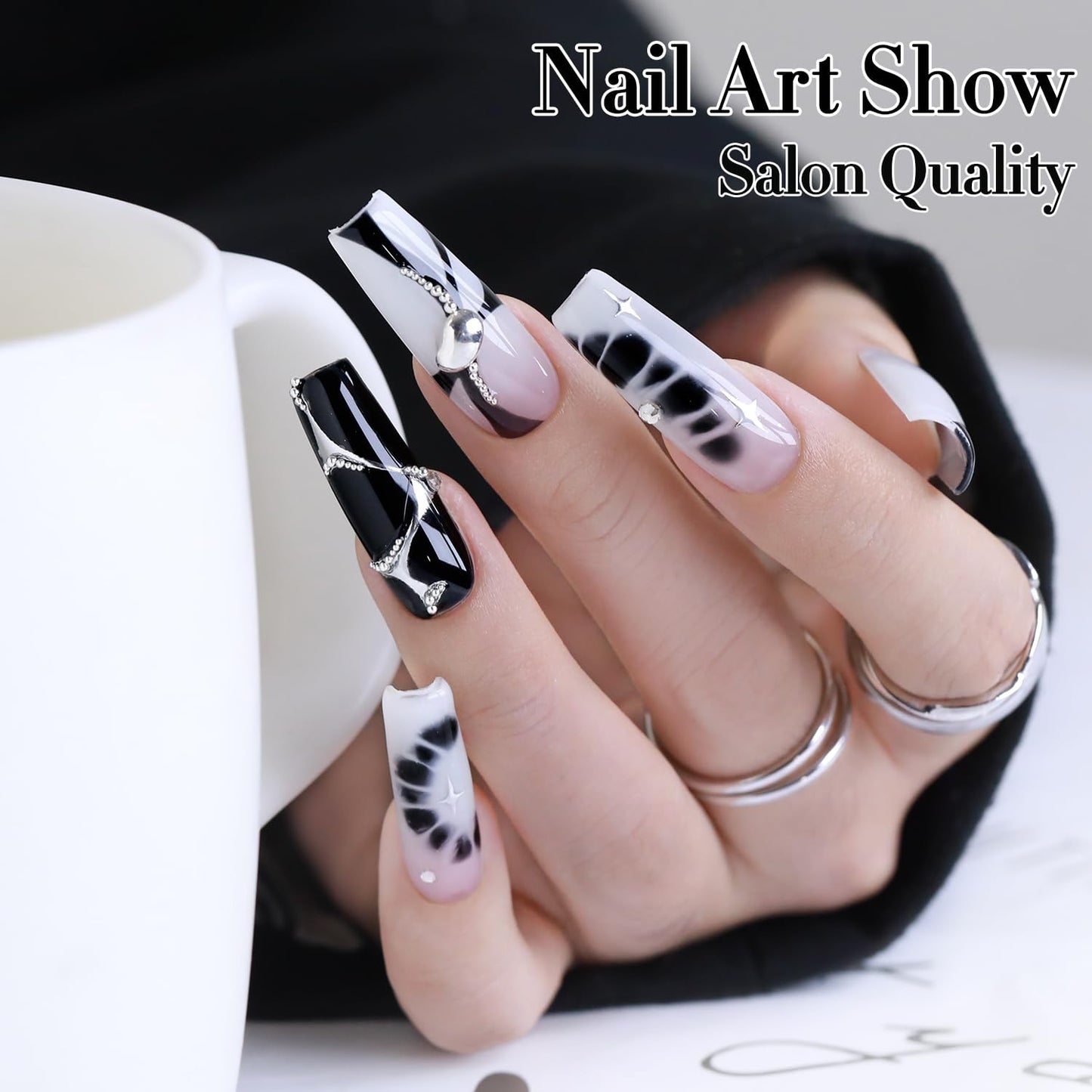Double Rhythm 2 Pcs 15ml UV Gel Polish Set Pure White And Black Color Gel Nail Polish Kit Nail Art Salon DIY (Black and Milky White-A1015+A1075)