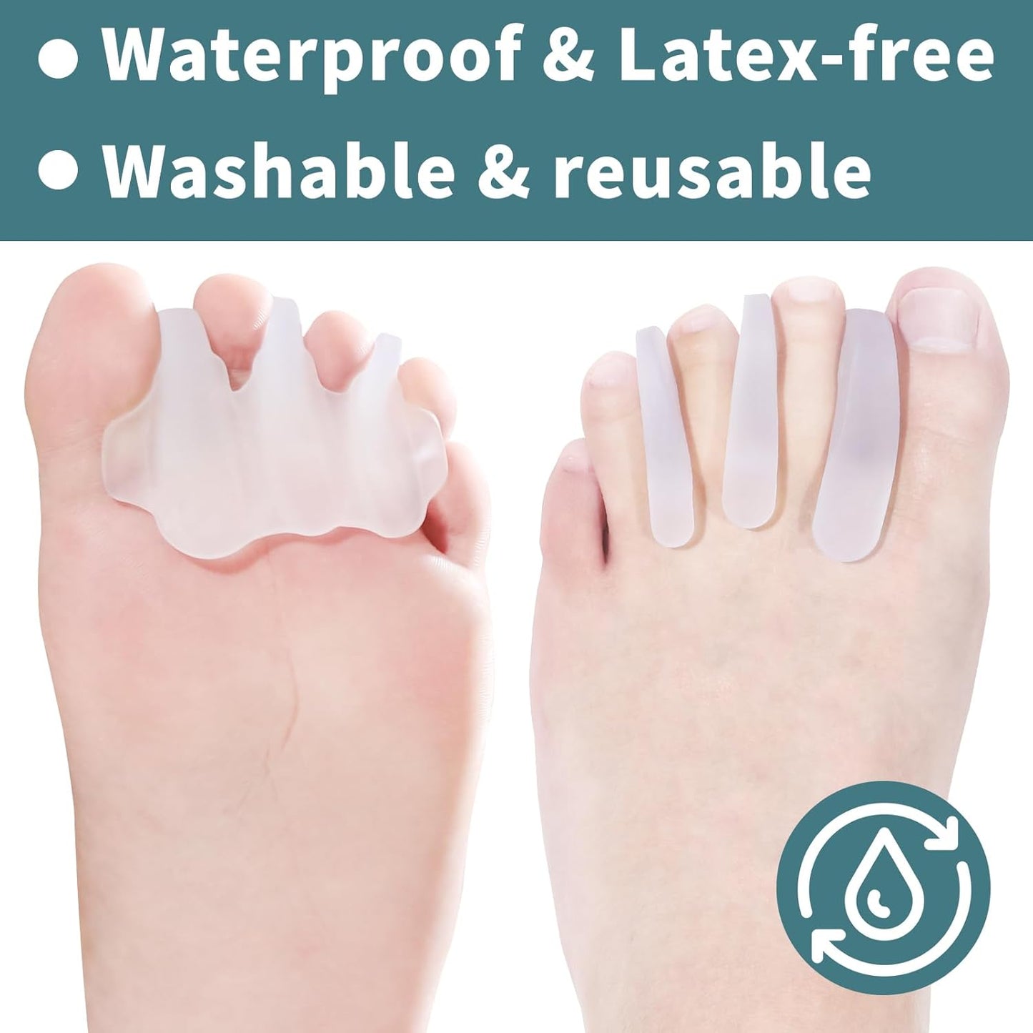 2 Pairs Silicone Toe Separators Toe Spacers for Women Men,Breathable and Soft Options for Pain from Bunions,Plantar Fasciitis, Foot Alignment（Skin Color）