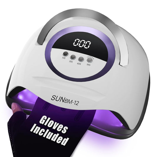 UV LED Nail Lamp Professional 300W Nail Dryer Light with Gloves,UV Light for Gel Nail Polish Kit,Fast Curing Gel X Polish Lamp with Smart Sensor 4 Timer 72 Beads,Nail Art Tools for Manicure Pedicure