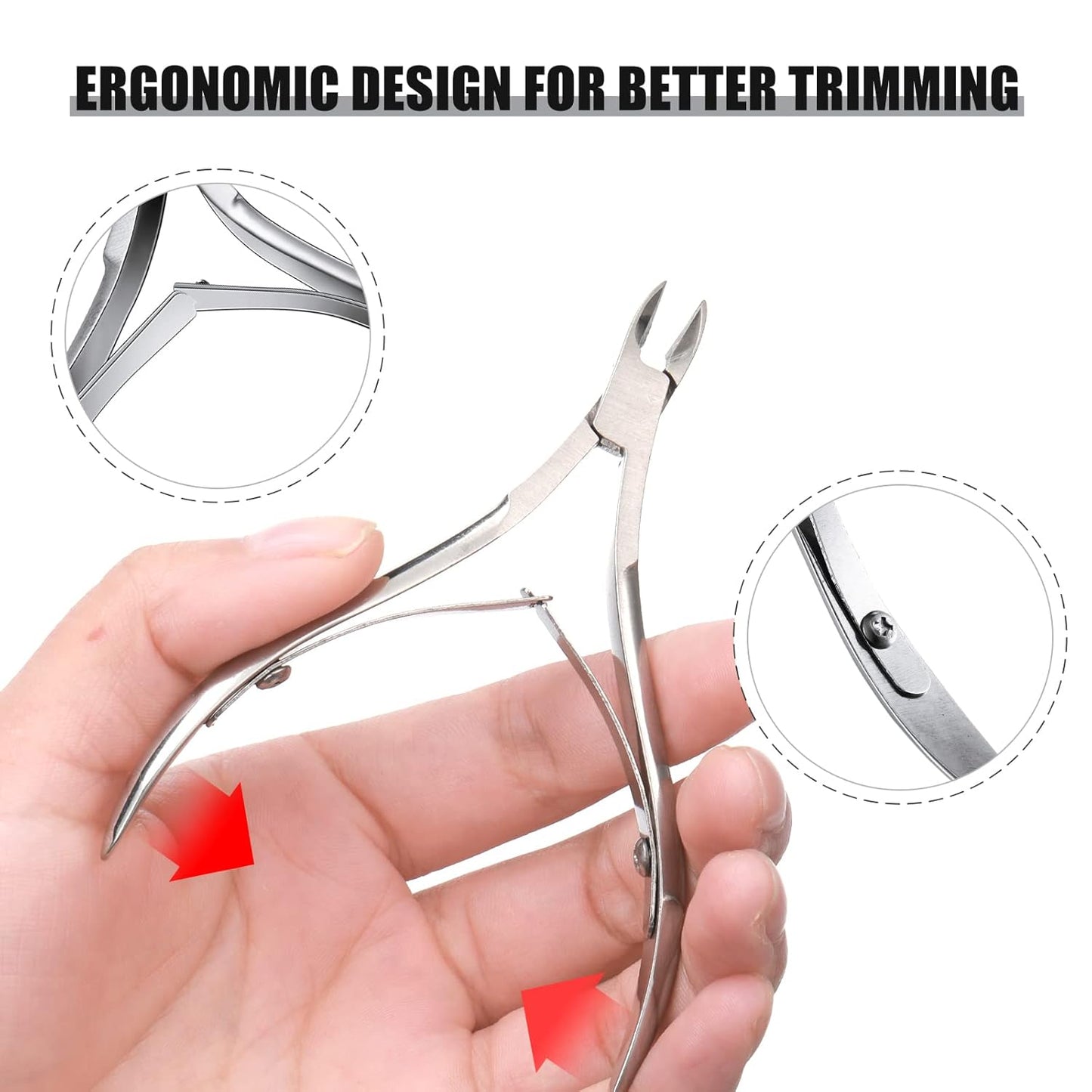 Chumia 20 Pcs Cuticle Trimmer Stainless Steel Cuticle Nippers, Nail Edge Cutter Clippers Dead Skin Trimmer Pointed Pedicure Manicure Nipper Remover Care Tools Bulk for Fingernails Toenails(Silver)