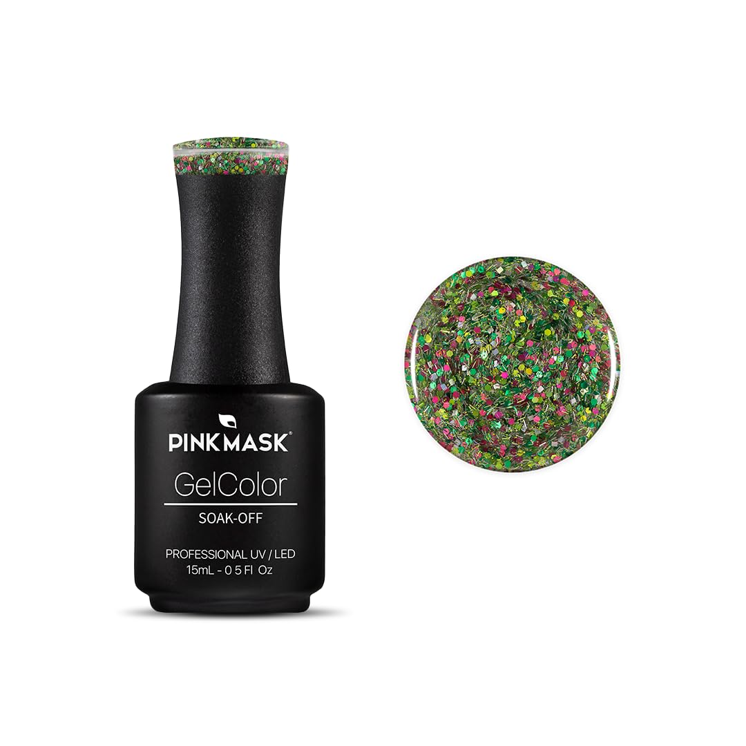 PINK MASK Gel Color Nail Polish We Wish You - Col. All I Want For Christmas 15ml / o.5 oz - UV/LED Gel Polish, Non Wipe, Long Lasting, Soak Off Formula