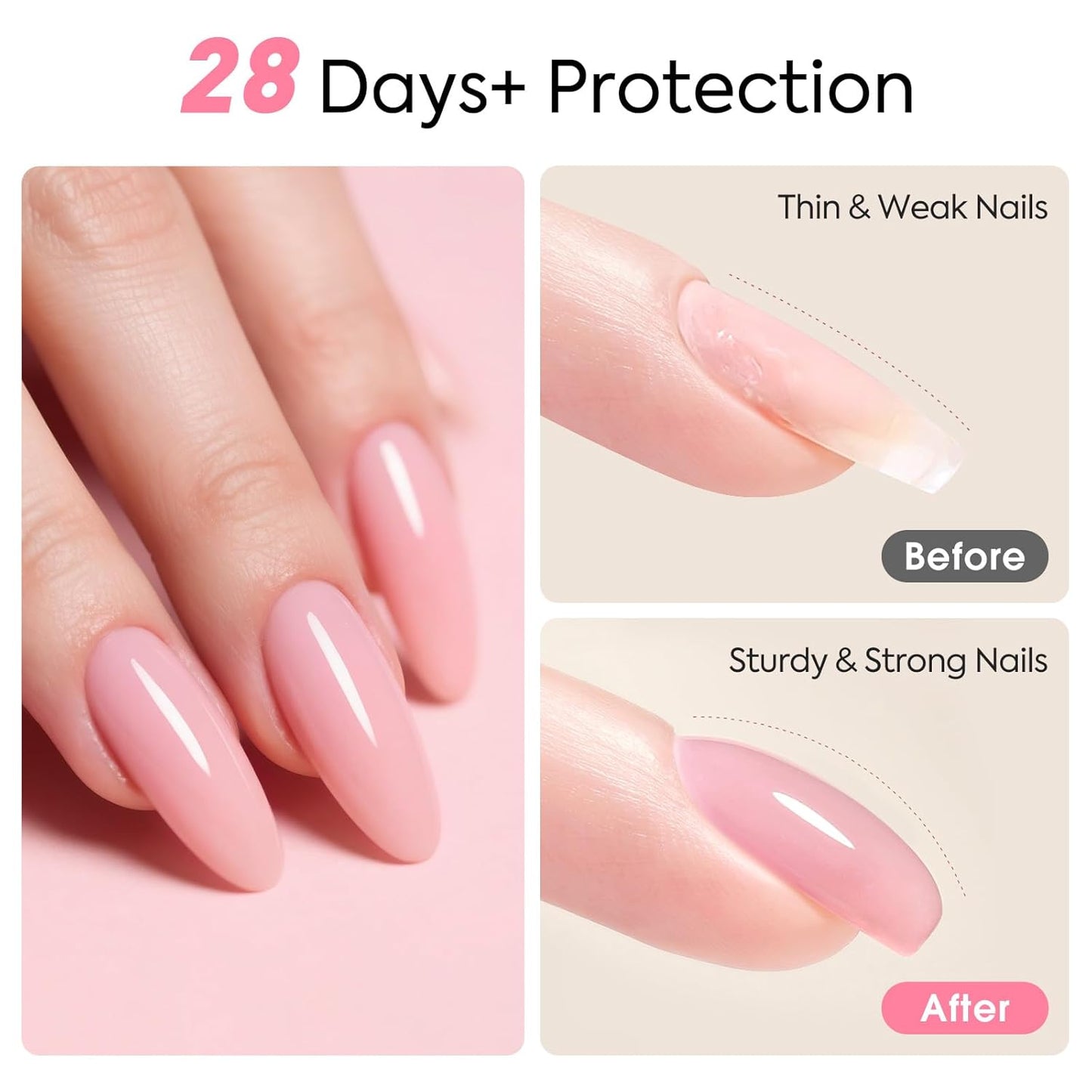 CANNI Rubber Base Gel – 9ml Soft Pink Base Coat Gel, Natural Cover Strengthening for Weak Nails, Soak Off UV LED for DIY Salon Manicure
