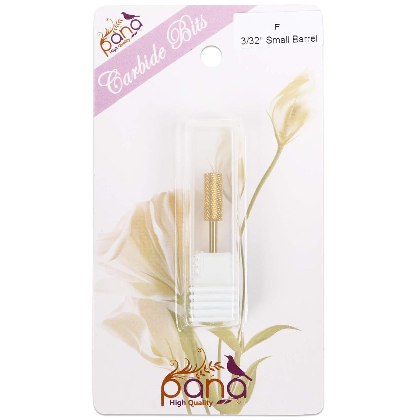 PANA Nail Carbide Cylinder Bit - Two Way Rotate use for Both Left and Right Handed - Fast remove Acrylic or Hard Gel - 3/32" Shank - Manicure, Nail Art, Drill Machine (Fine, Gold)