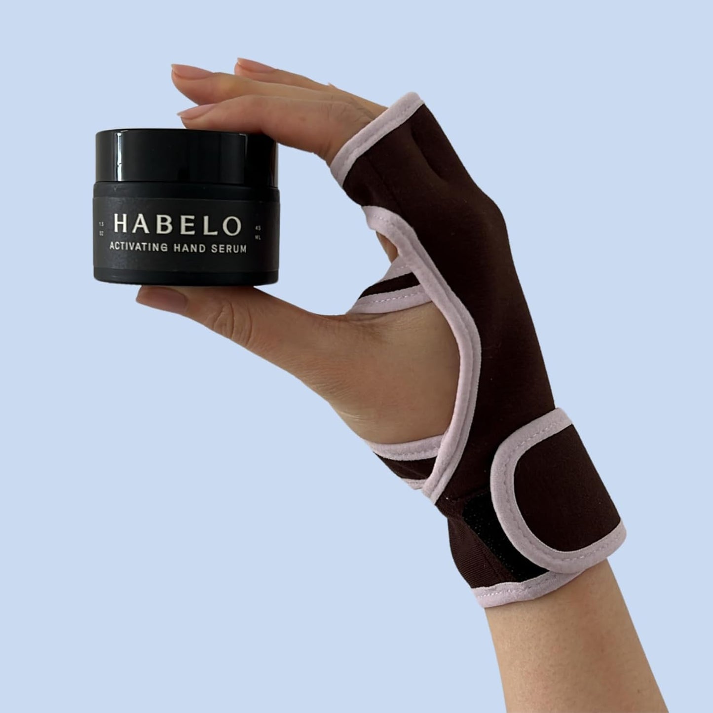 Anti-Aging Skincare Set: Habelo Activating Hand Serum + Limited Edition Treatment-Boosting Gloves | High-Performance Hydrating Hand Mask for Skin Repair and Younger-Looking Hands (Chocolate/Lavender)