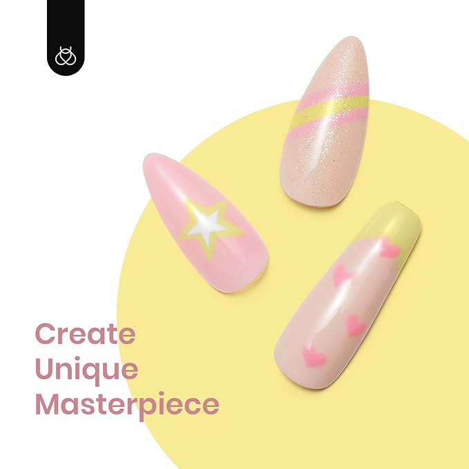 Beetles Pastel Gel Polish Set - 6 Colors Yellow Purple Mint Green Gel Polish Blue Jelly Rainbow Shimmer Gel Nail Polish Manicure at Home Gifts for Women