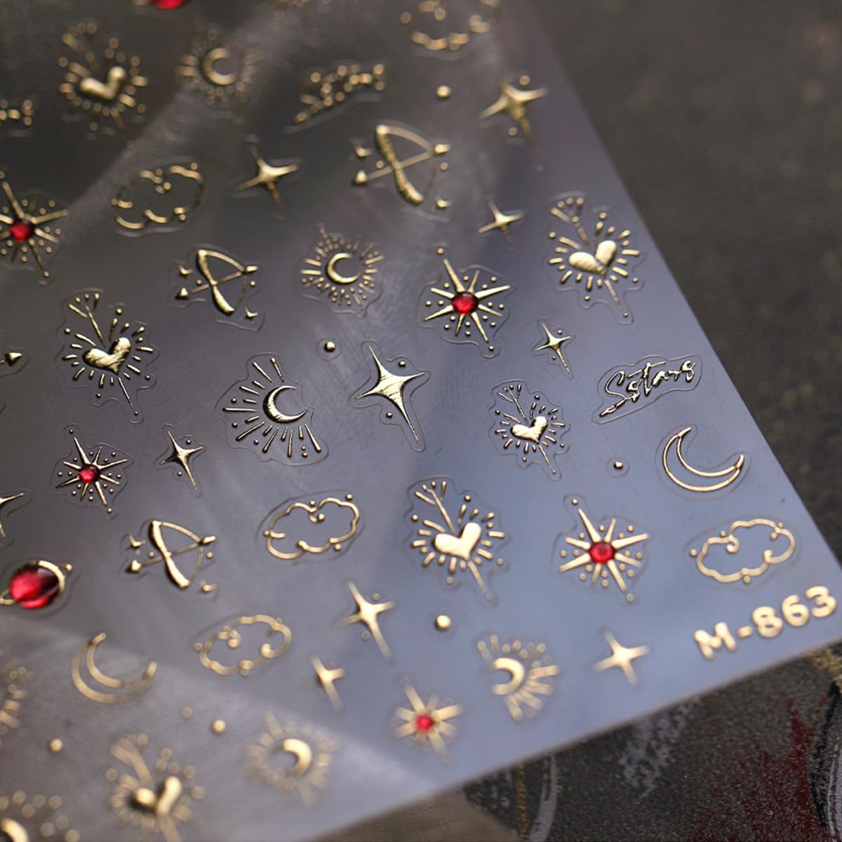 Star Moon Nail Art Stickers Golden 5D Embossed Jelly Nail Decals 1PCS Gold Bronzing Star Moon Planet Luxury Nails Design Self-Adhesive Manicure Slider Accessories for Women DIY Nail Art Decorations
