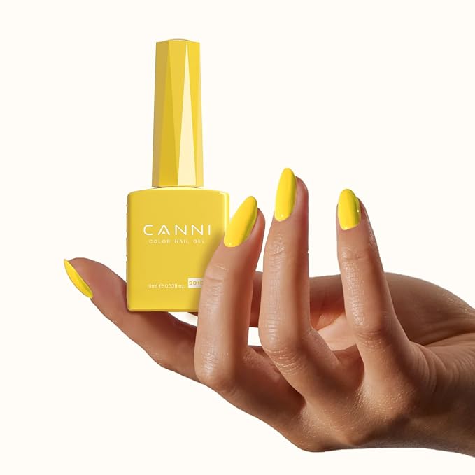 CANNI Yellow Gel Nail Polish, 1Pcs Pastel Yellow Gel Polish Color High Gloss Soak Off U V Nail Manicure Salon DIY