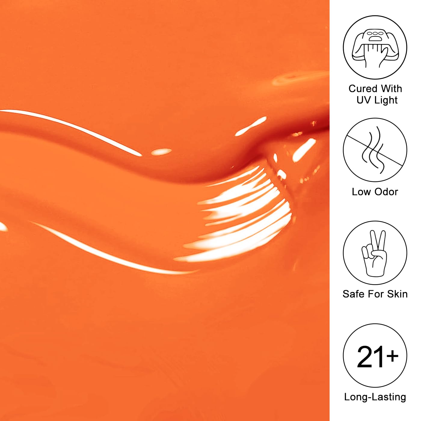 Imtiti Orange Gel Nail Polish, Neon Orange Nail Gel Polish High Gloss Soak Off UV LED Spring Summer Nail Art Manicure Salon DIY Design 10ML
