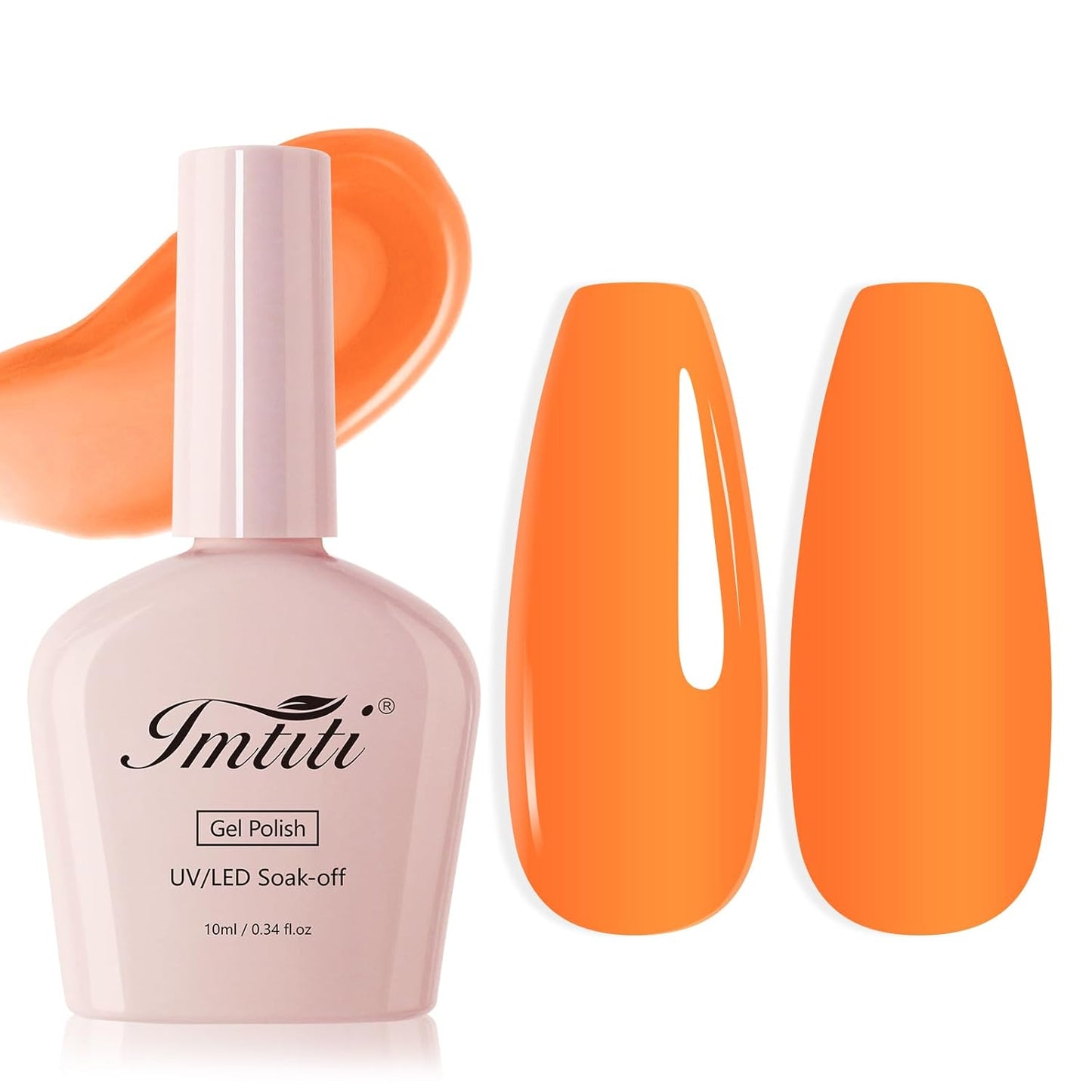 Imtiti Orange Gel Nail Polish, Neon Orange Nail Gel Polish High Gloss Soak Off UV LED Spring Summer Nail Art Manicure Salon DIY Design 10ML