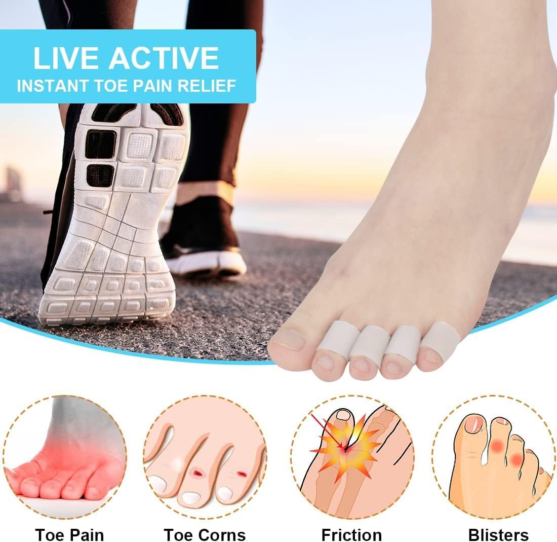 Silicone Toe Protection, 20 Pieces Toe Protection, Toe Tube, for Small Toes and Fingers, Blisters, Calluses, Reduce Rubbing, Relieve Pain.