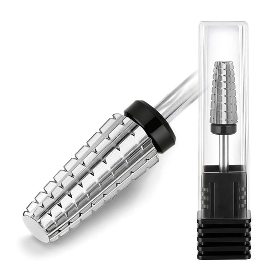 Fantexy 5 in 1 Nail Drill Bits,Professional 3/32" Shank Tungsten Steel Bits for Acrylic Nails,Manicure,Nail Art,Drill Machine,Both Left and Right Handed - Two Way Rotate Use (Extra Coarse - XC)