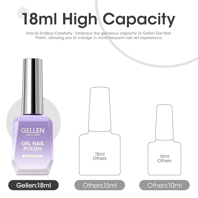GELLEN Sparkle Sequins White Gel Nail Polish, 18ml Soak off No Chip Glitter White Gel Polish, Color No.429