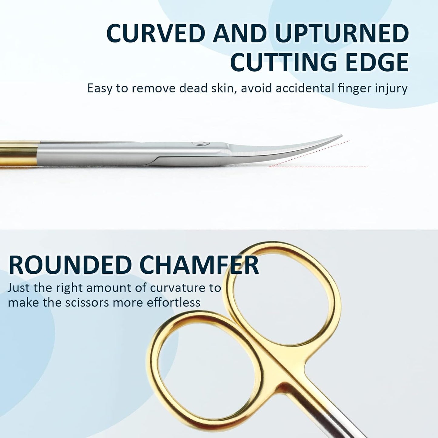 Qunzhao Cuticle Scissors for Women and Men Curved Stainless Steel with Tip Grooming Blades Manicure Nail for Dry Skin Nail Scissors (4)