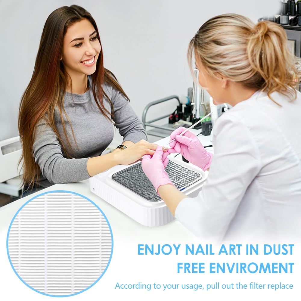 2PACK Reusable Nail Dust Collector Filter, Replacement Filters Compatible with Nail Duster Collector, Powerful Nail Vacuum Nail Filters, Nail Dust Extractor Replacement, Easy to Clean 5.51x5.31inch
