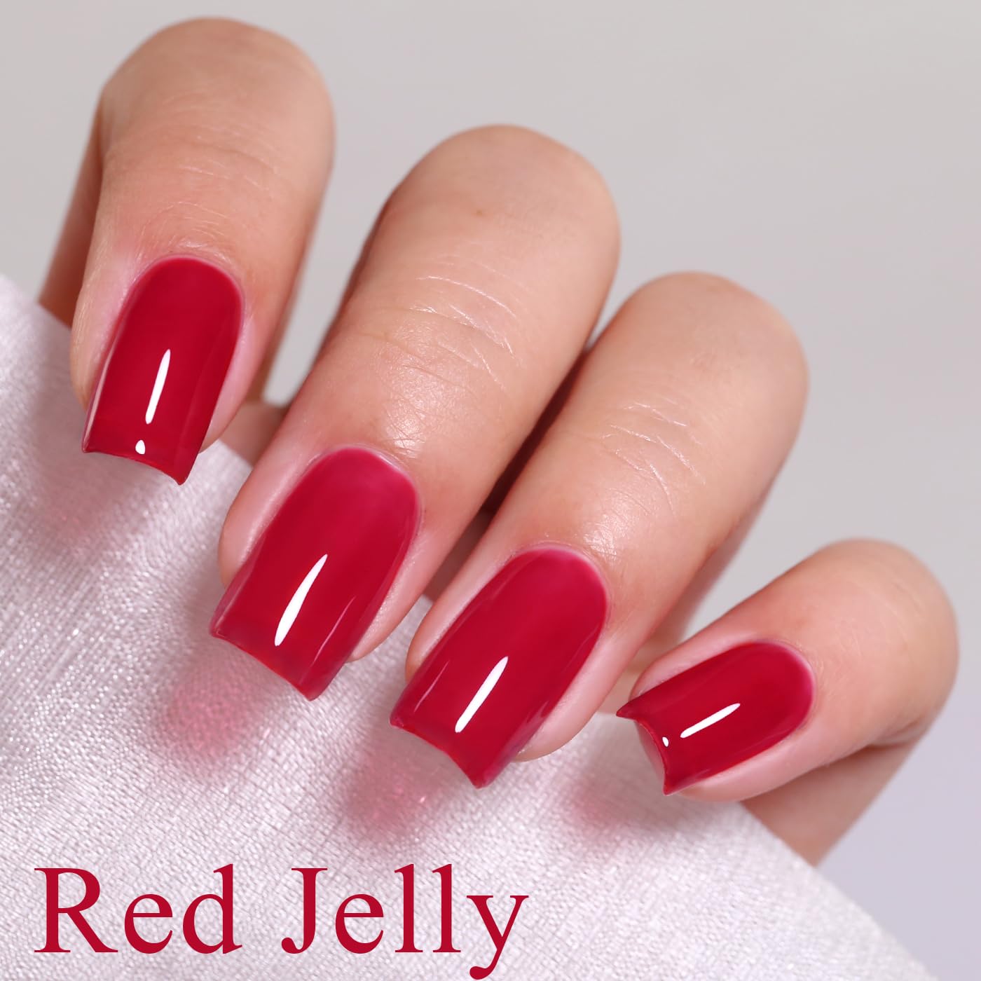 Imtiti Jelly Gel Nail Polish, Burgundy Red Sheer Jelly Nail Gel Polish Soak Off UV LED Spring Summer Translucent Art Manicure Salon DIY Design 10ML