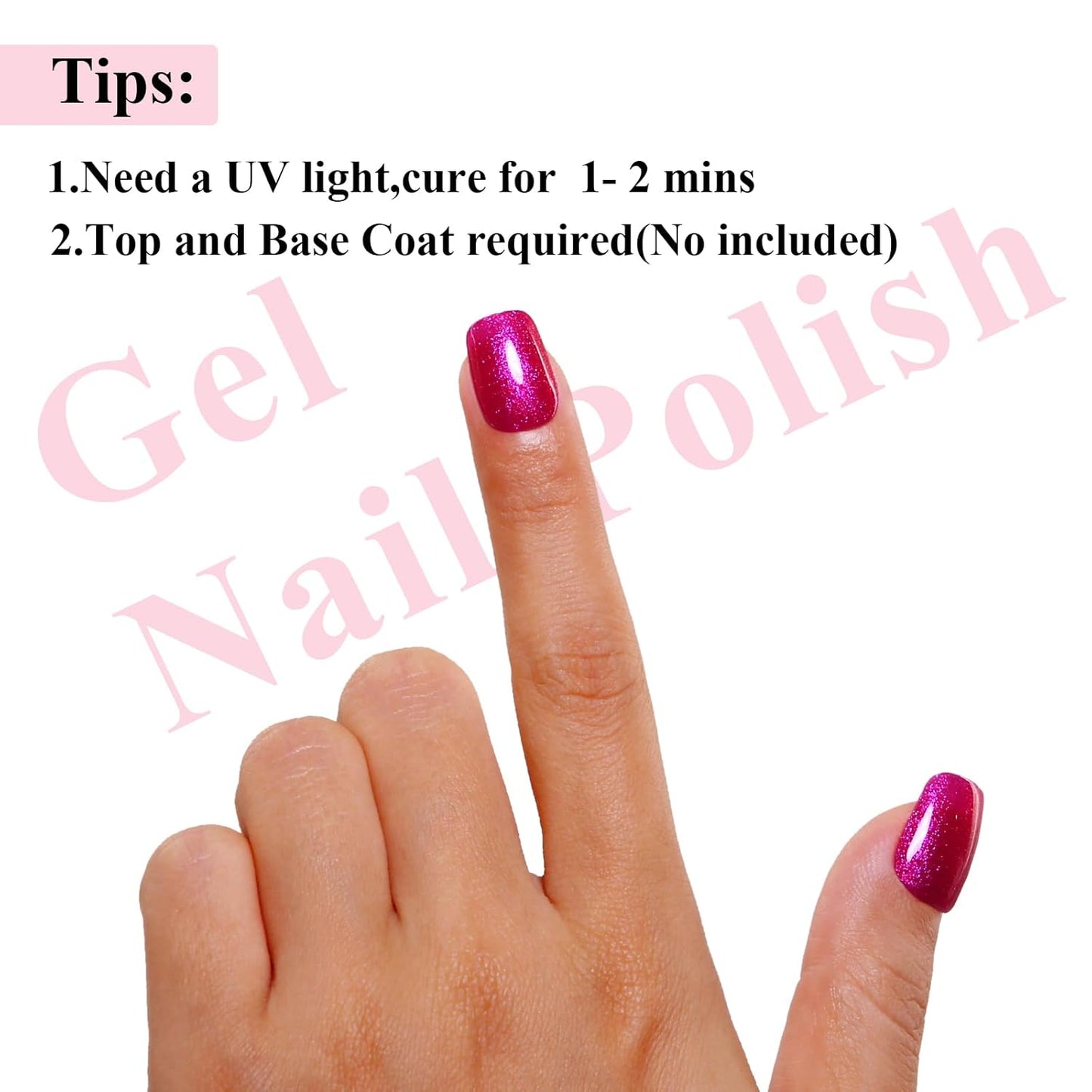 Imtiti Hot Pink Iridescent Glitter Gel Nail Polish, Soak Off LED U V Shimmer Sparkle Nail Gel Polish DIY Nail Art Starter Manicure Salon Kit for Women Girls 10ML