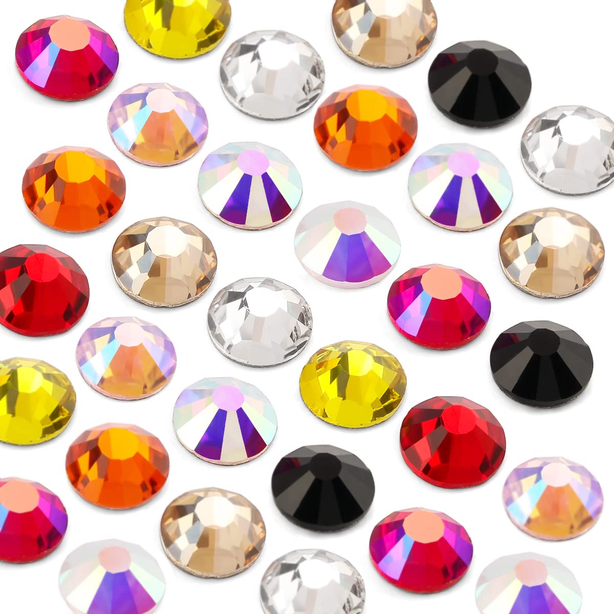 Novani Mix 10 Colors Rhinestones for Crafts Round Crystal Glass Flatback Gems and Rhinestones for Nails Art Makeup Bags Shoes Decoration DIY(SS10, 1440pcs, Mix Color 1)