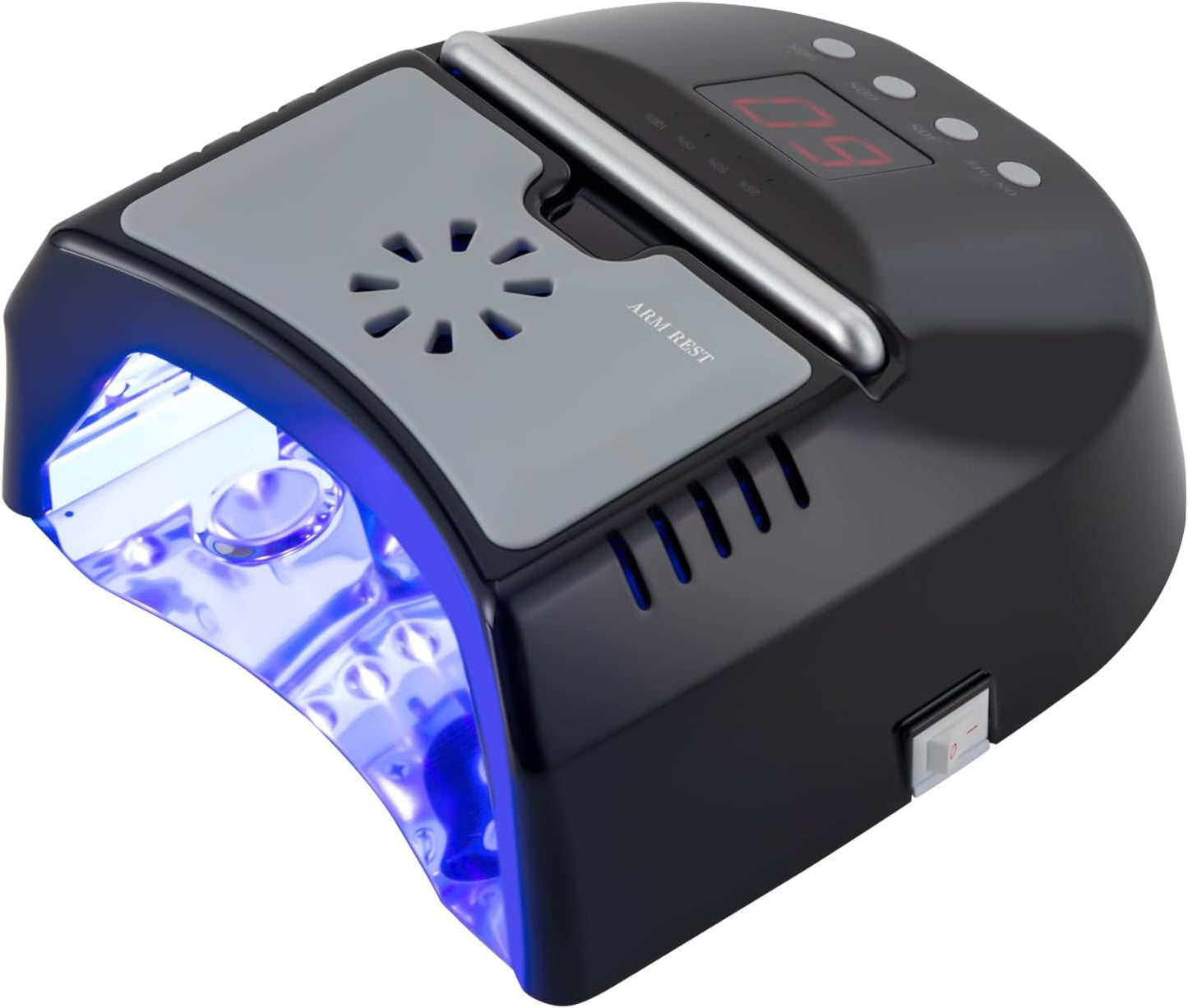 3 Timers Cordless Nail Lamp with Cooling Fan & Portable Handle LCD Display Professional Quick Dry Gel Polish Curing Lamp 72W Rechargeable Light Cures All Gels 24 Beads for Salon, Home (Black)