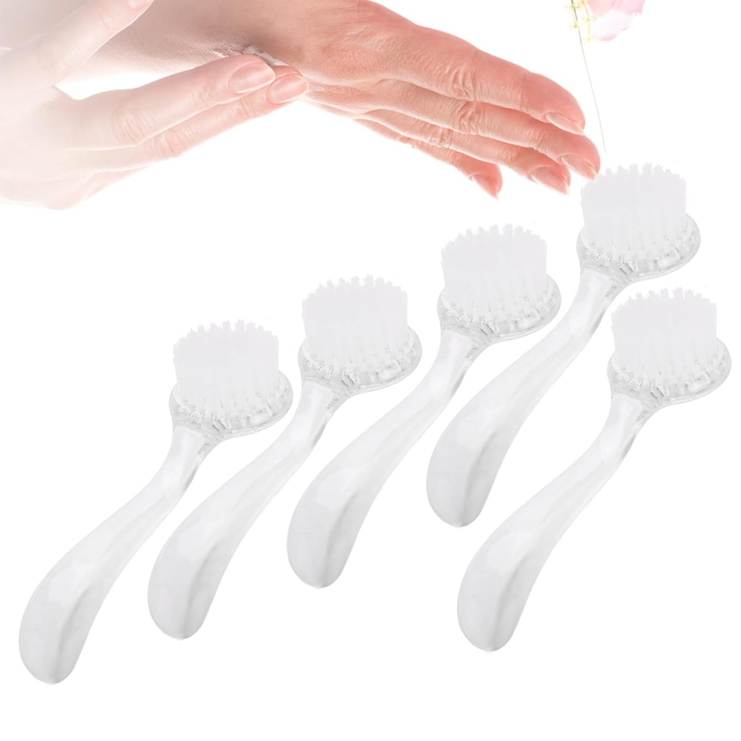 Soft Nail Brush, 5 PCS Nail Dust Brush, Nail Brush for Cleaning Fingernails, Fine Handle Grip Fingernail Brush Manicure Brush with Cover, Nails Tool for Toe and Fingernail