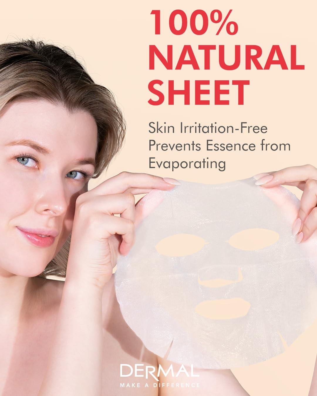 DERMAL Honey Grapefruit Collagen Essence Korean Facial Mask Sheet Pack of 10 - Rich in Vitamin C & Amino Acid - Hydrating, Evens Skin Tone & Dark Spots - Hypoallergenic Skin Friendly Sheet