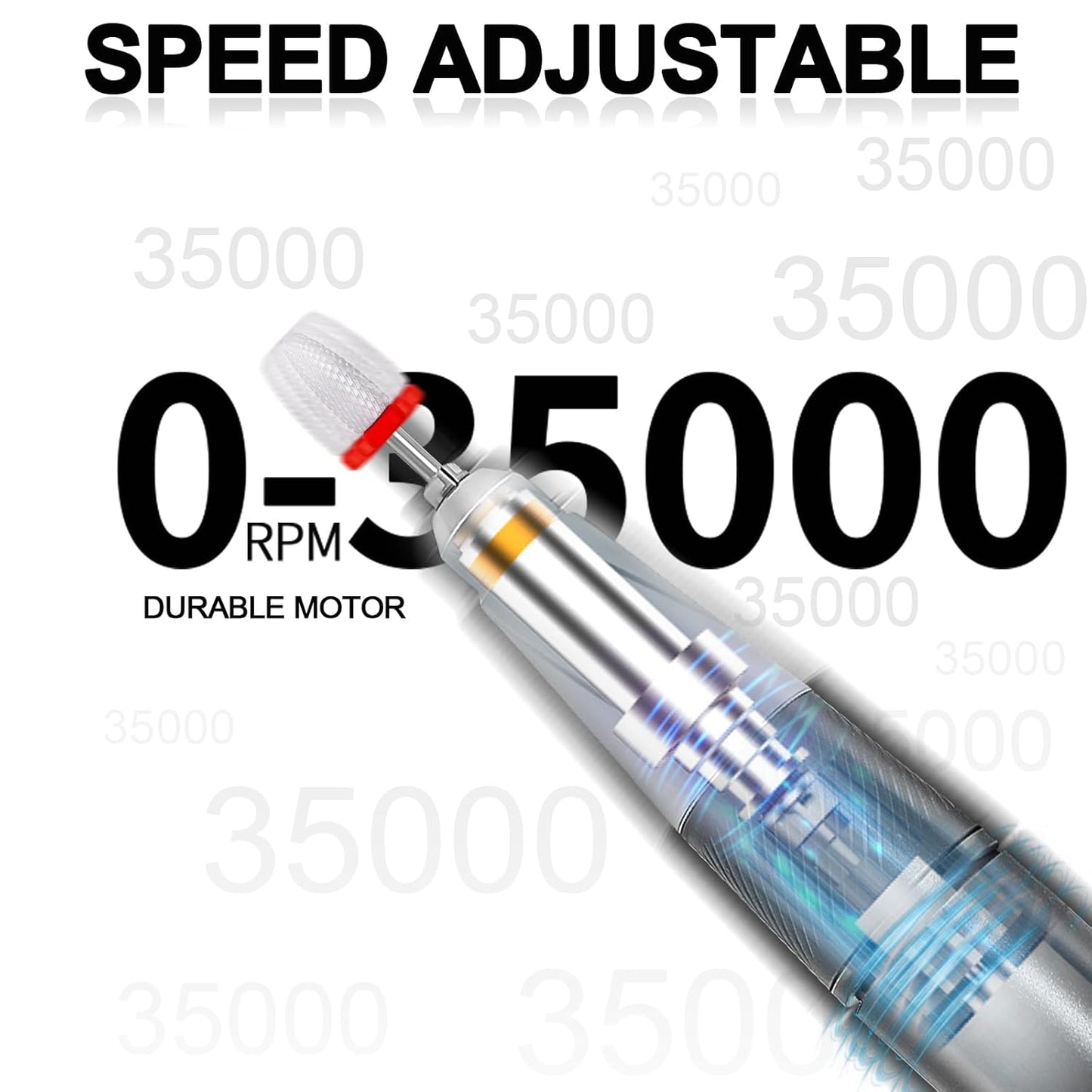 Electric Nail Drill,Large Screen Display Electric Nail File for Acrylic Gel Nails,Nail E-File Polishing Tool for Manicure Gel Nails Polish Removal,with Nail Drill Bits Sanding Bands & Pedal