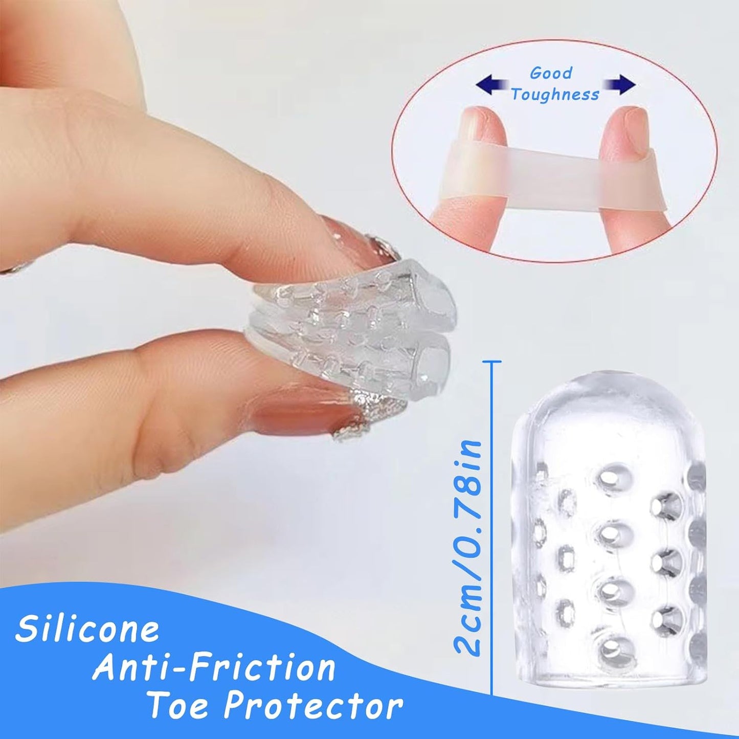 Silicone Anti-Friction Toe Protector, Silicone Toe Protectors, Gel Toe Protectors, Breathable Little Toe Covers, Blisters, Calluses, and Corns Protection (10PCS)