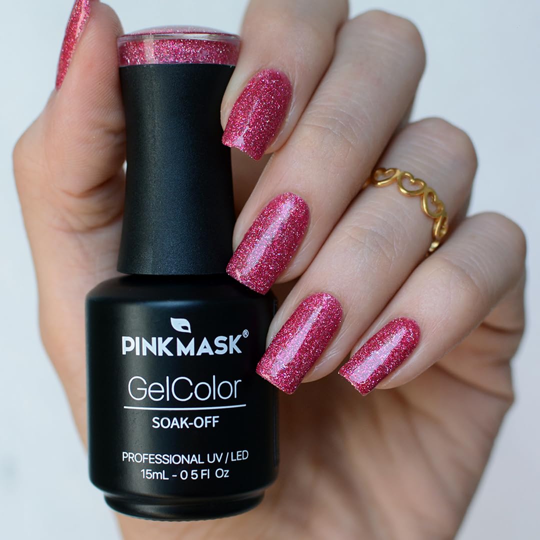 PINK MASK Gel Color Nail Polish Arlequin - Col. Masquerade 15ml / o.5 oz - UV/LED Gel Polish, Non Wipe, Long Lasting, Soak Off Formula